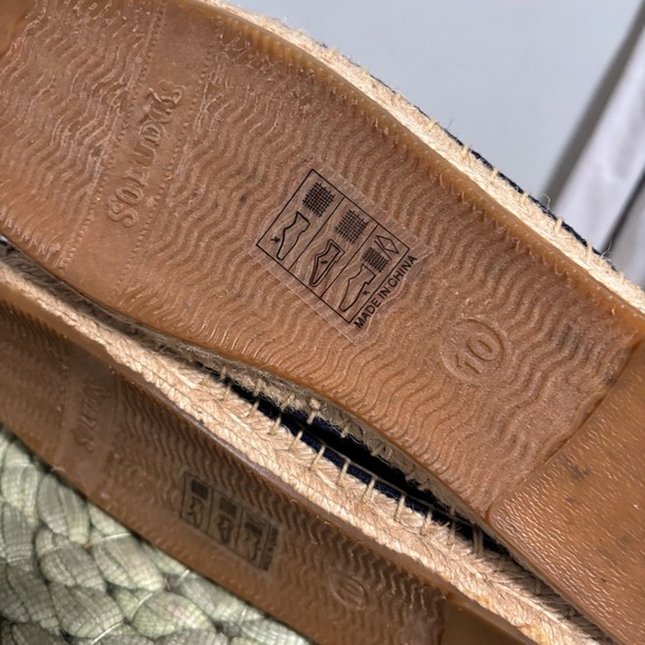 Soludos Kiki Tassel Midnight Blue Canvas Slip On Flat Mule Espadrilles NWOB - Picture 12 of 13